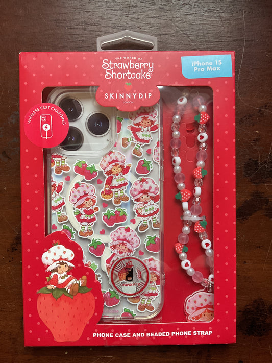 SkinnyDip Strawberry Shortcake Phone Case with Beaded Phone Strap - Wireless Fast Charging