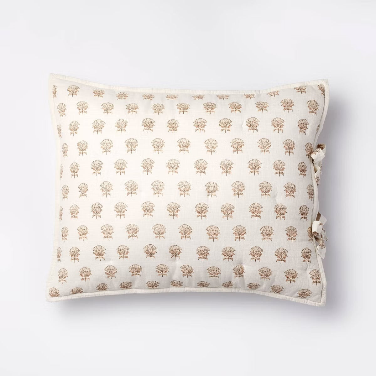 1 Standard Lofty Cotton Slub Woodblock Print Floral Quilt Sham - White/Mauve – Threshold™ designed with Studio McGee: OEKO-TEX Certified