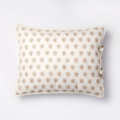 1 Standard Lofty Cotton Slub Woodblock Print Floral Quilt Sham - White/Mauve – Threshold™ designed with Studio McGee: OEKO-TEX Certified