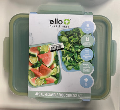 Ello Snap and Nest 2pk Plastic Meal Prep Gallon Food Storage Container Set - Damaged (See Pictures)