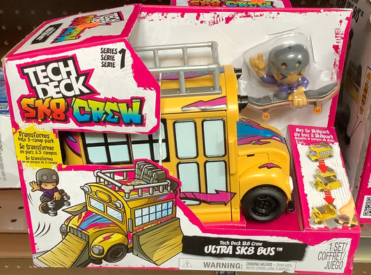 (Clearance)FINAL SALE Tech Deck Sk8 Crew Ultra Sk8 Bus & Storage Playset with Fingerboard & Figure