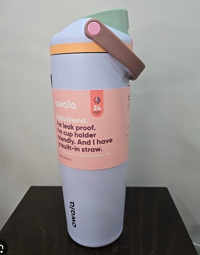 Owala 30 fl oz Stainless Steel FreeSip Sway Tumbler - MINOS COSMETIC DAMAGE- SOME MAY BE MISSING A STRAW (TOP MAY VARY, SEE PICTURES)