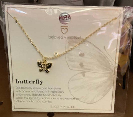 SILVER PLATED BUTTERFLY NECKLACE