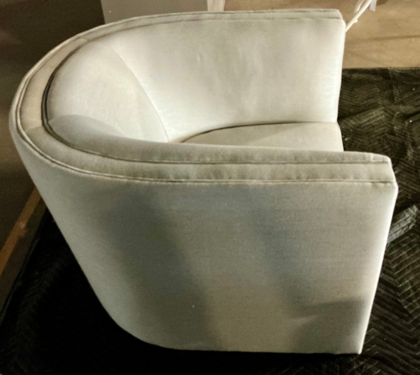 Thrifty 70 - Barrel Accent Chair - Soft Grey - Open Box - USED/DAMAGED - MISSING LEGS (See Pictures)- FINAL SALE- NO RETURNS - AS IS - FOR PICKUP ONLY