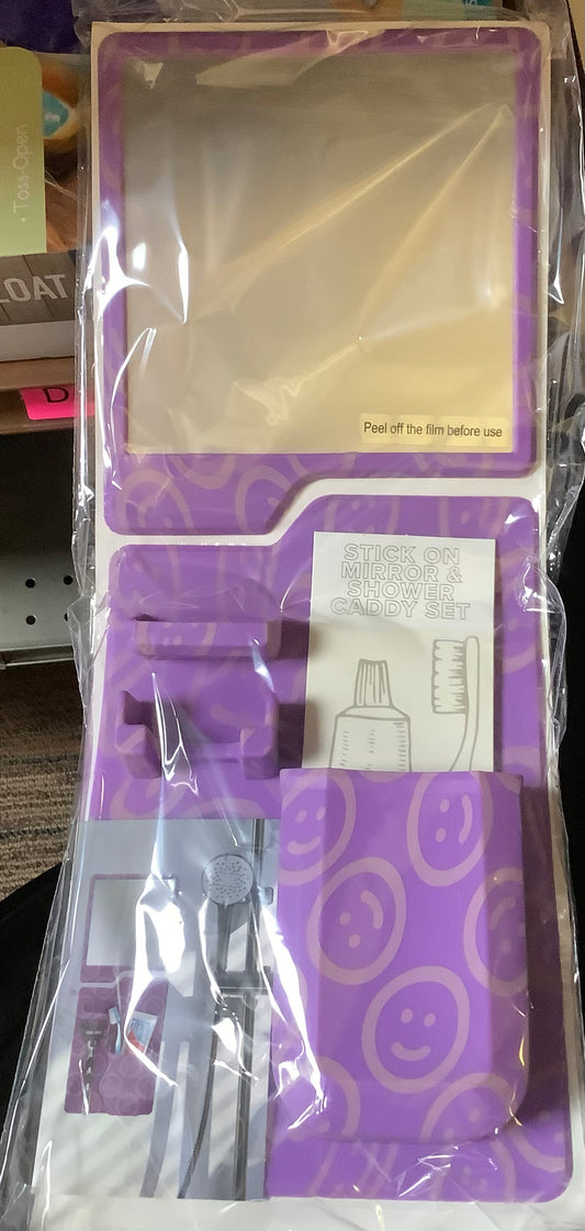 Stick On Mirror & Shower Caddy Set.