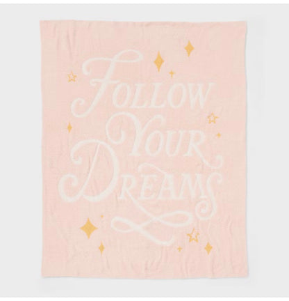 Princess 'Follow Your Dreams' Kids' Throw Blanket - The Disney Collection - Pink/Yellow - 58”X48” -Open Packaging