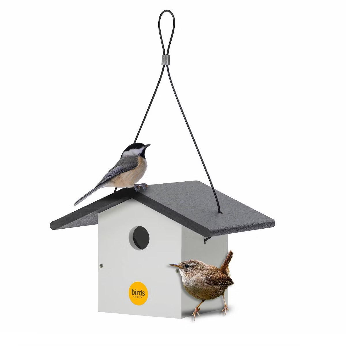 Birds Choice 7" Modern Farmhouse - Wren House - Black & White - Movable Roof
