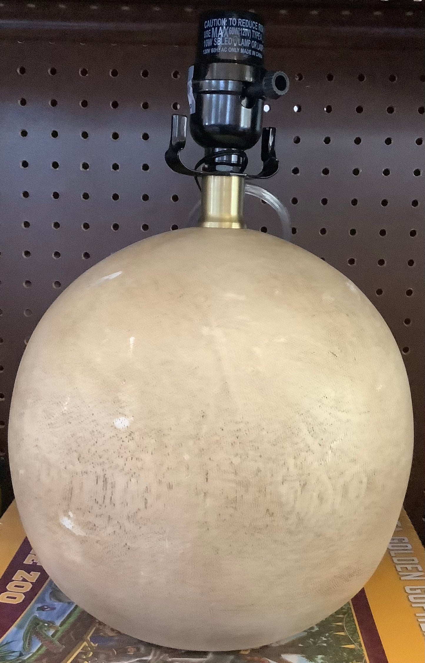 Round Faux Wood Lamp Base Brown