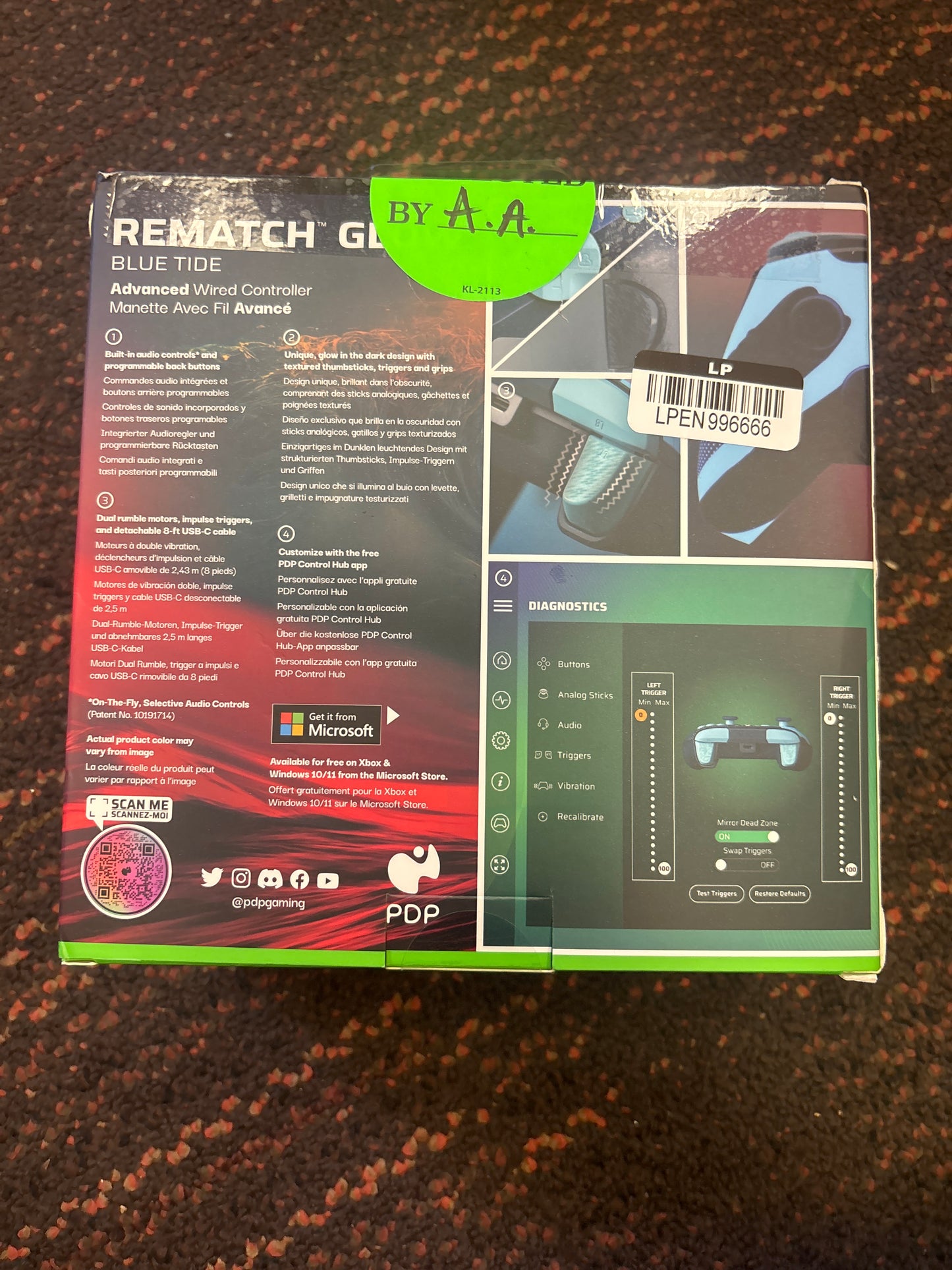 PDP REMATCH GLOW Wired Controller for Xbox Series X|S/Xbox One - Blue Tide OPEN BOX