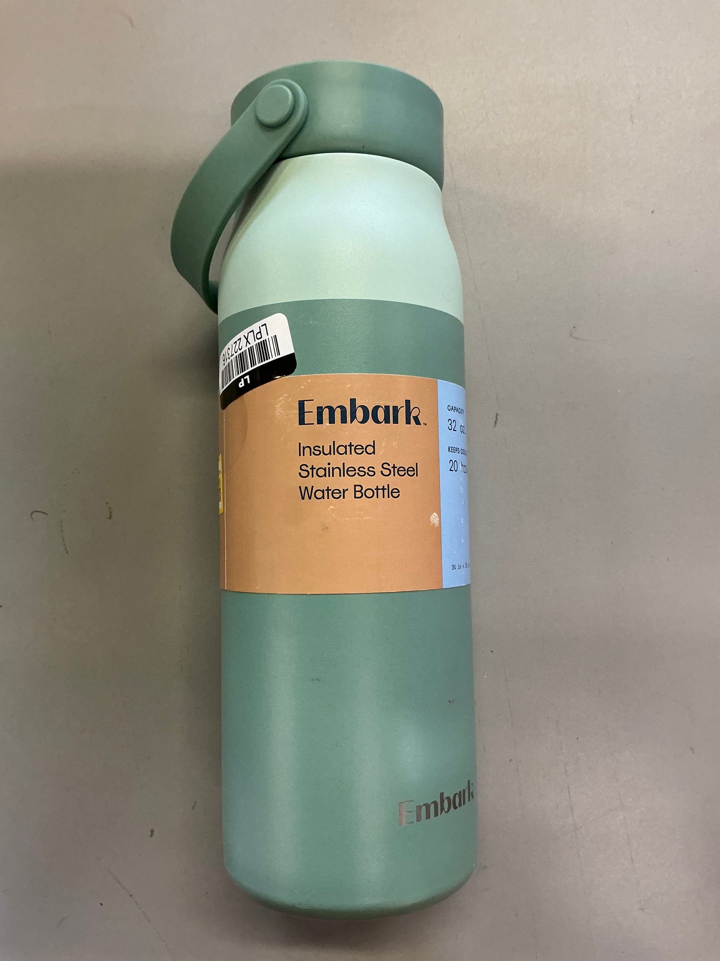 32oz Stainless Steel Hydration Water Bottle - Green - Portable Drinkware, Polypropylene Lid - MINOR COSMETIC DAMAGE