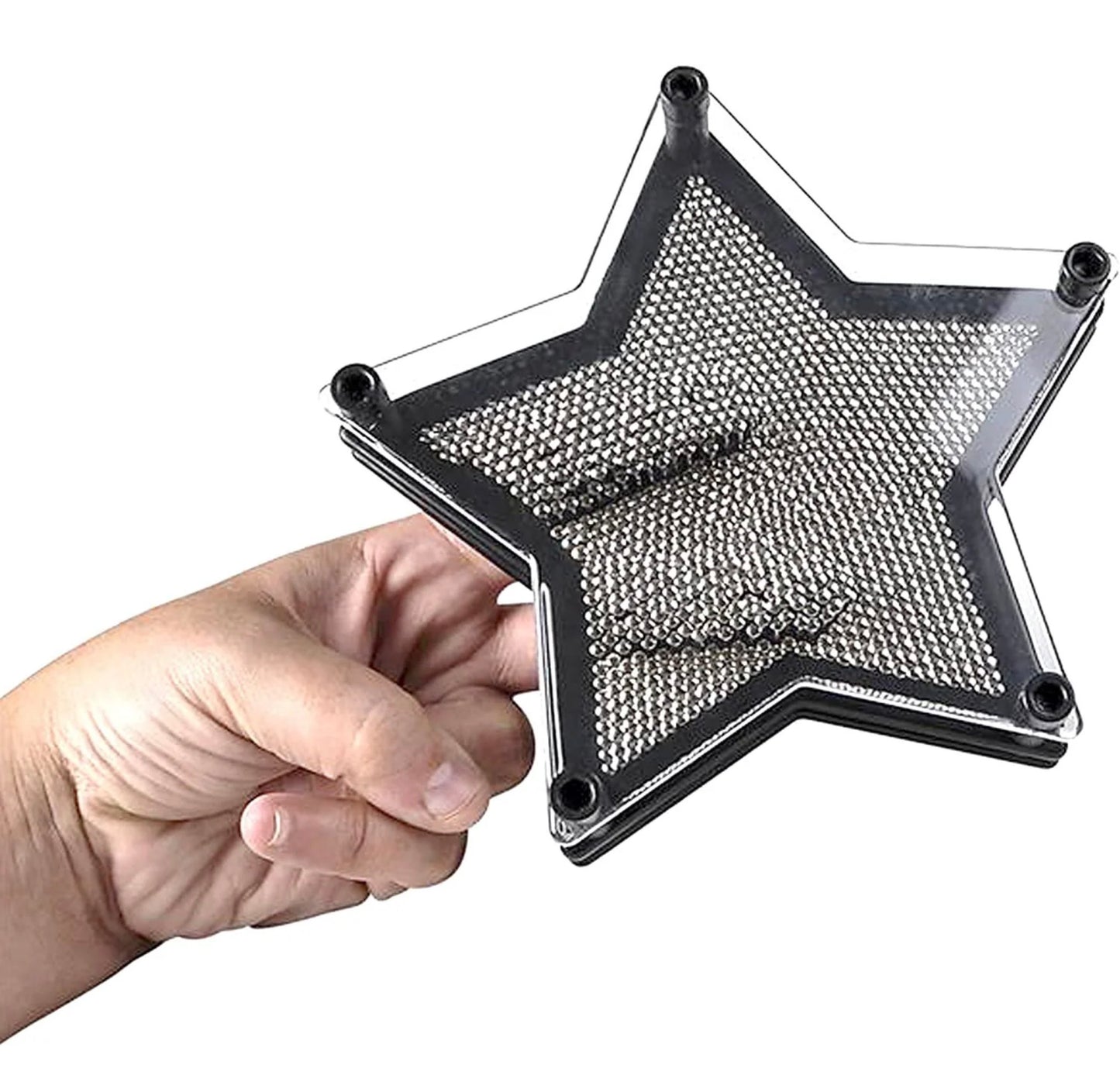 6" Star Pin Art Game for Kids/Adults -Stainless Steel Metal Pins, Sturdy Plastic Frame