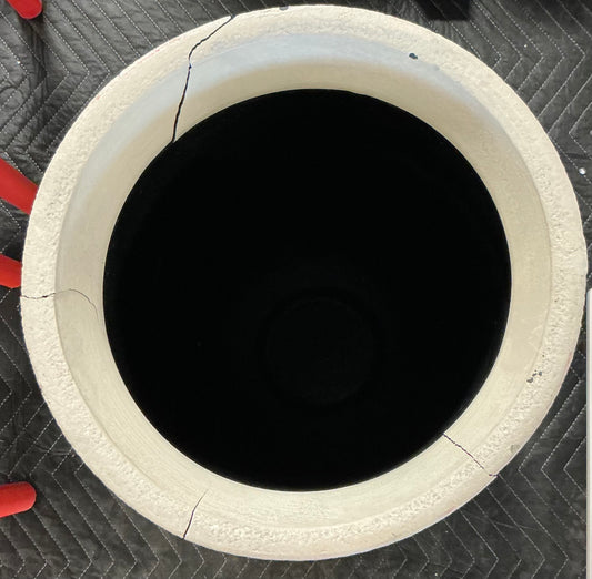 Large Plastic Outdoor Planter Pot - Cream - 12"x12" - Minor Cosmetic Damage - Some cracks on planter opening (see pictures) - FOR PICKUP ONLY