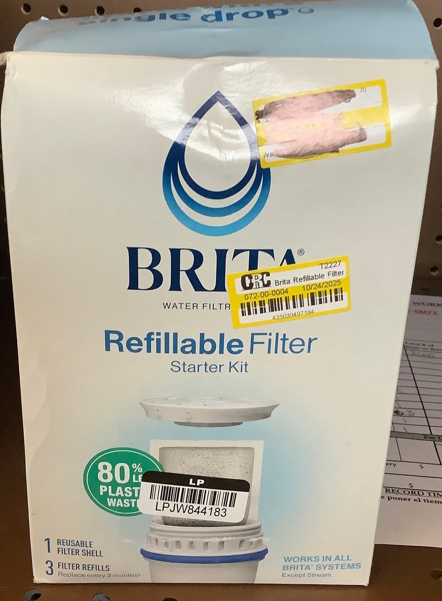CLEARANCE - FINAL SALE - Brita Refillable Water Filtration Starter Kit with 1 Reusable Filter Shell and 3 Filter Refills