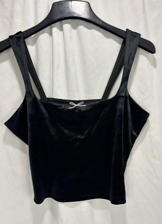 Women’s Tank Top Silver Bow-Black Velour M