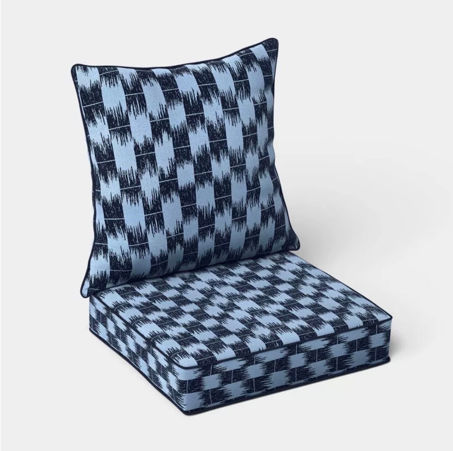 Ikat Woven Deep Seat Cushion Set - Light Blue/Navy - Threshold™ - Damaged Packaging (see pictures) - FOR PICKUP ONLY