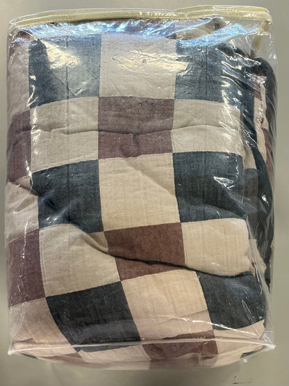 Twin/Twin Extra Long Woven Check Comforter Set Neutral/Navy/Burgundy - Threshold™ designed with Studio McGee