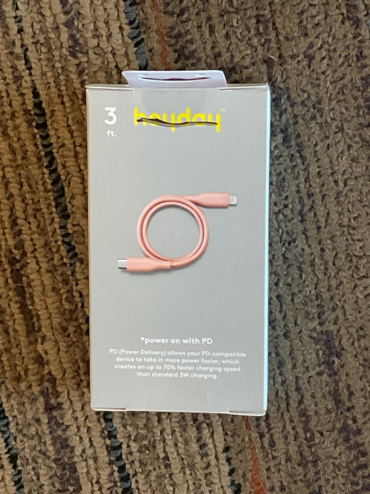 Fast Charging Cable - Lightning to USB-C-3ft - Salmon