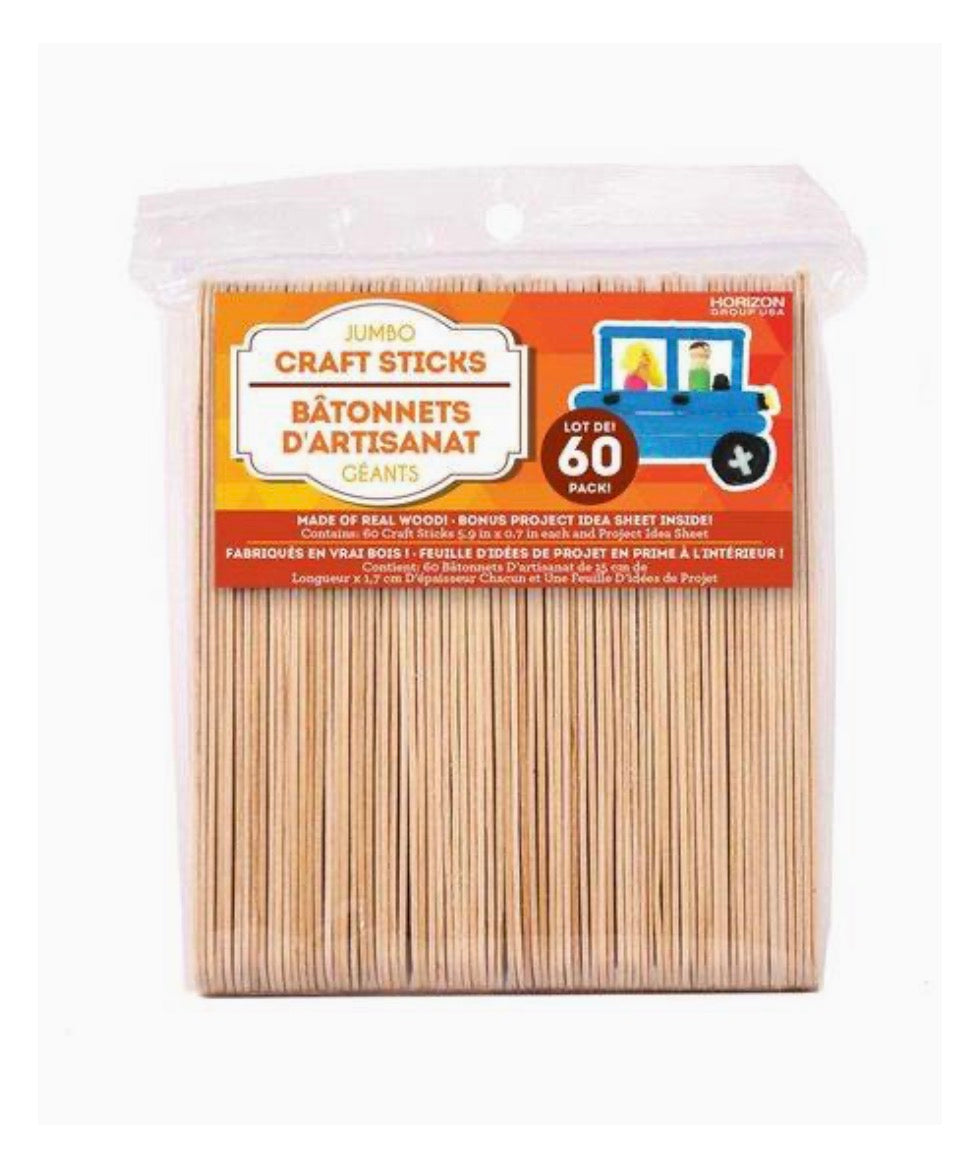 Horizon Group USA Jumbo Wooden Craft Sticks, 5.9 in x 0.7 in (60 ct each) - 3 pack