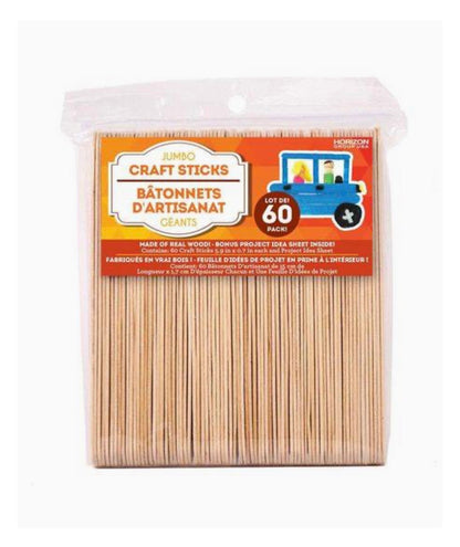 Horizon Group USA Jumbo Wooden Craft Sticks, 5.9 in x 0.7 in (60 ct each) - 3 pack