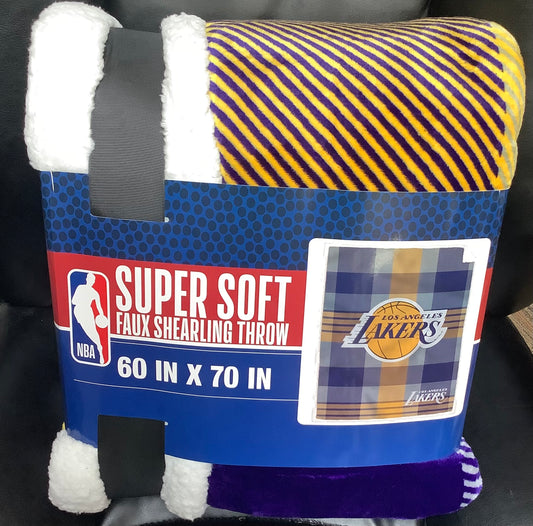 Los Angeles Lakers  60" x 70" Plaid Steel Ultra Cozy Soft Blanket