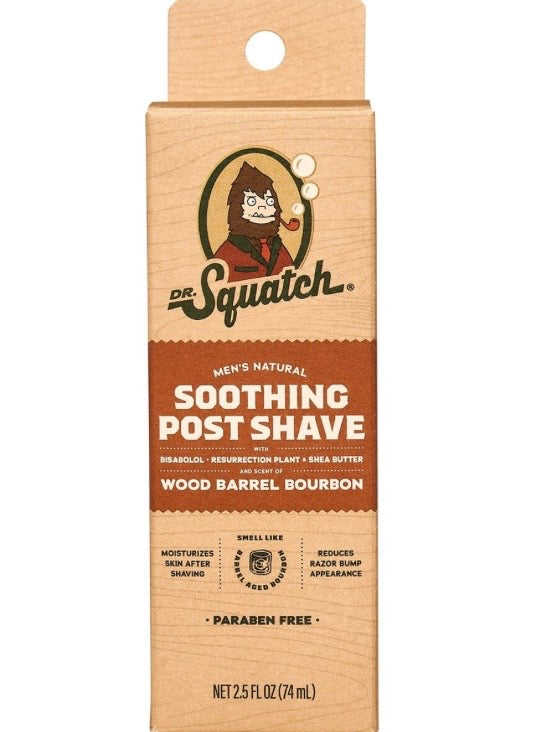 Dr. Squatch - Men’s Natural Soothing Post Shave - Wood Barrel Bourbon - 2.5 fl oz - With Bisabolol, Resurrection Plant & Shea Butter