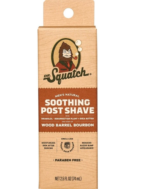 Dr. Squatch - Men’s Natural Soothing Post Shave - Wood Barrel Bourbon - 2.5 fl oz - With Bisabolol, Resurrection Plant & Shea Butter