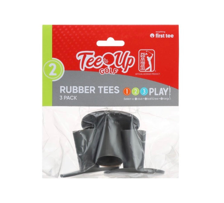 PGA Tour Tee-Up Kids Golf Rubber Tees, 3pack, Black 1.5" Height, 2" Length