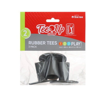 PGA Tour Tee-Up Kids Golf Rubber Tees, 3pack, Black 1.5" Height, 2" Length