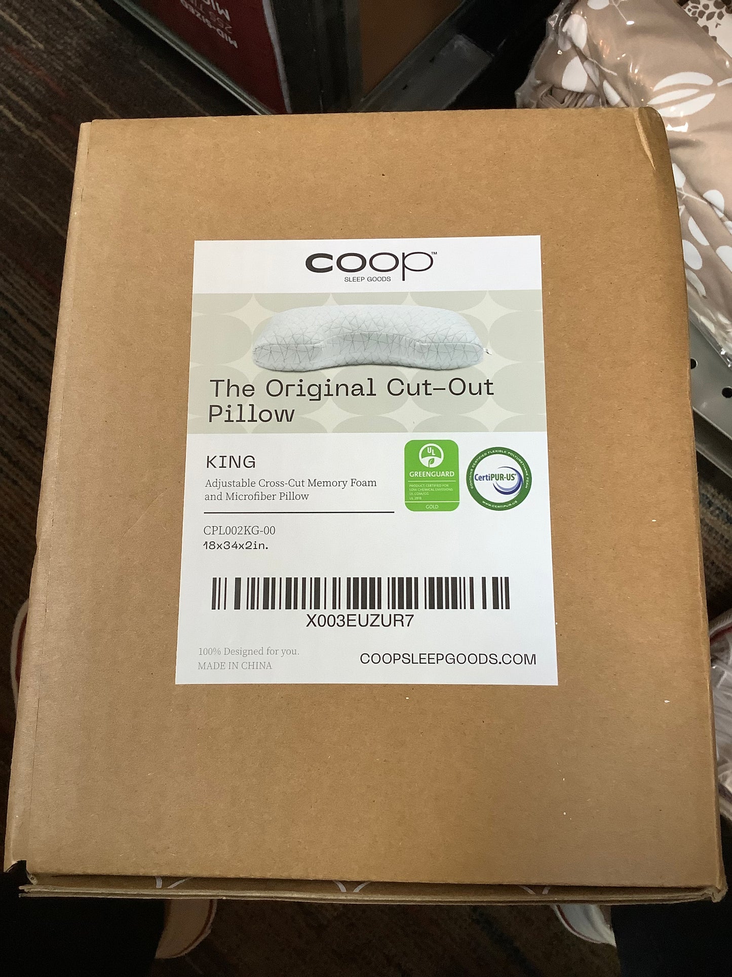 Coop Home Goods The Original Cut-Out Adjustable Pillow, King Size Bed Pillows for Neck & Head Support, Memory Foam - Medium Firm for Side Sleeper