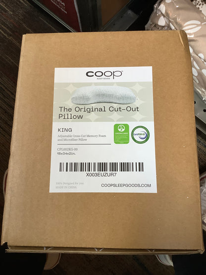 Coop Home Goods The Original Cut-Out Adjustable Pillow, King Size Bed Pillows for Neck & Head Support, Memory Foam - Medium Firm for Side Sleeper
