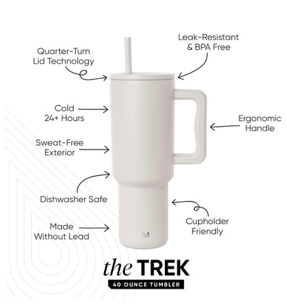 Simple Modern Trek 40oz Stainless Steel Lidded Tumbler - Almond Birch -Dishwasher-Safe Portable Drinkware for Cold Beverages - Minor Cosmetic Damage - May Be Missing Packaging (see pictures)