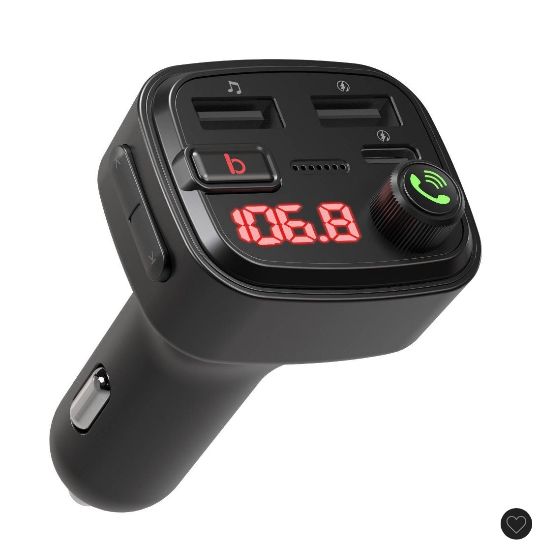 Just Wireless Bluetooth FM transmitter type C and USB-A charging port bass sound booster