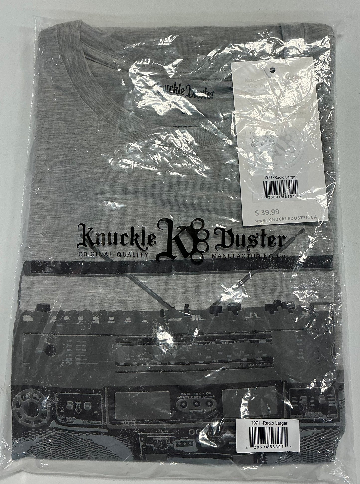 Knuckle Duster Radio T-Shirt Heather Grey,Large-Men