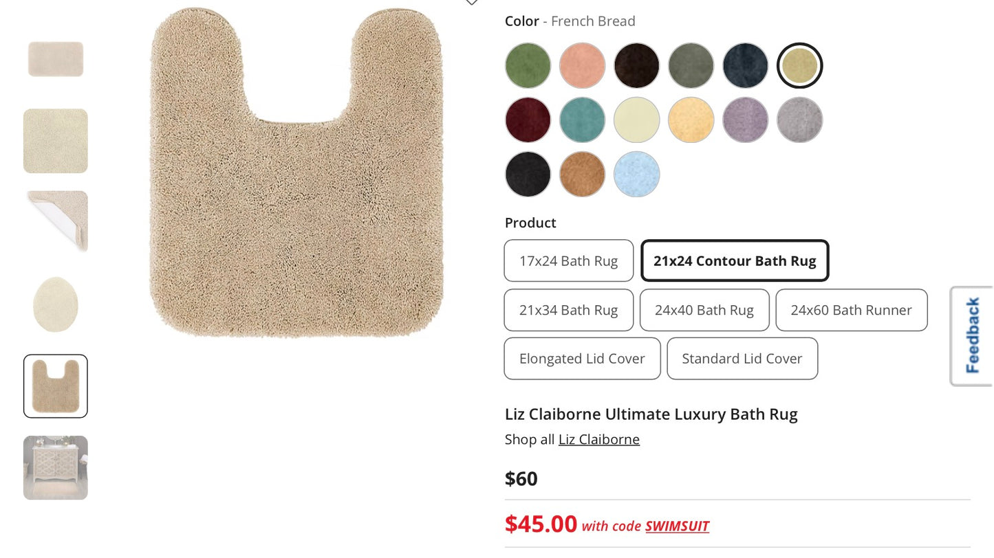 Liz Claiborne Ultimate Luxury Bath Rug 21x24 Inch