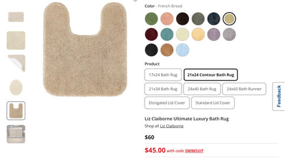 Liz Claiborne Ultimate Luxury Bath Rug 21x24 Inch