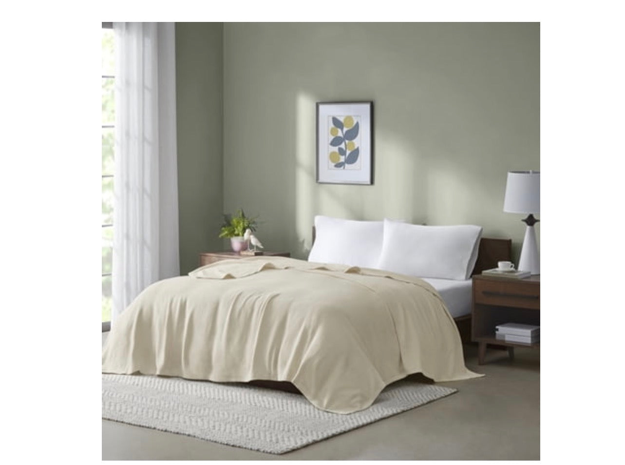 Madison Park Freshspun Basketweave Cotton Bed Blanket in ivory king