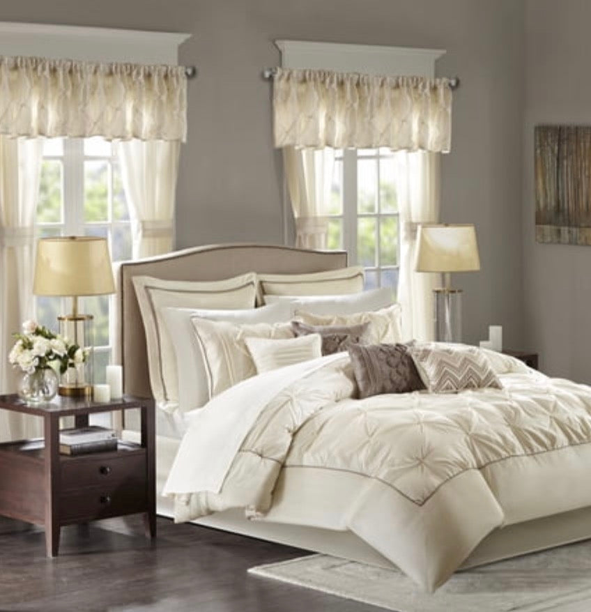 Madison Park Essentials Joella 24-Piece Room in a Bag available in ivory king