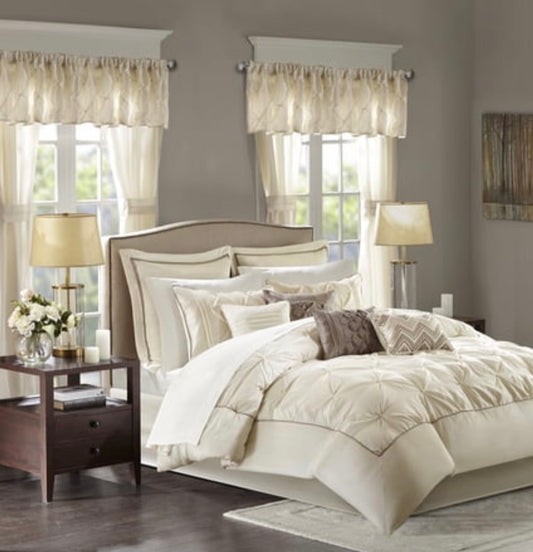 Madison Park Essentials Joella 24-Piece Room in a Bag available in ivory king
