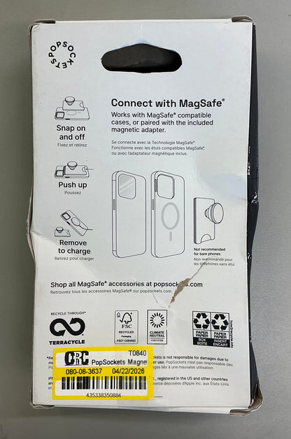 Popsockets magnetic phone wallet with grip and MagSafe - AS IS - MISSING MAGNETIC ADAPTER RING - OPEN BOX
