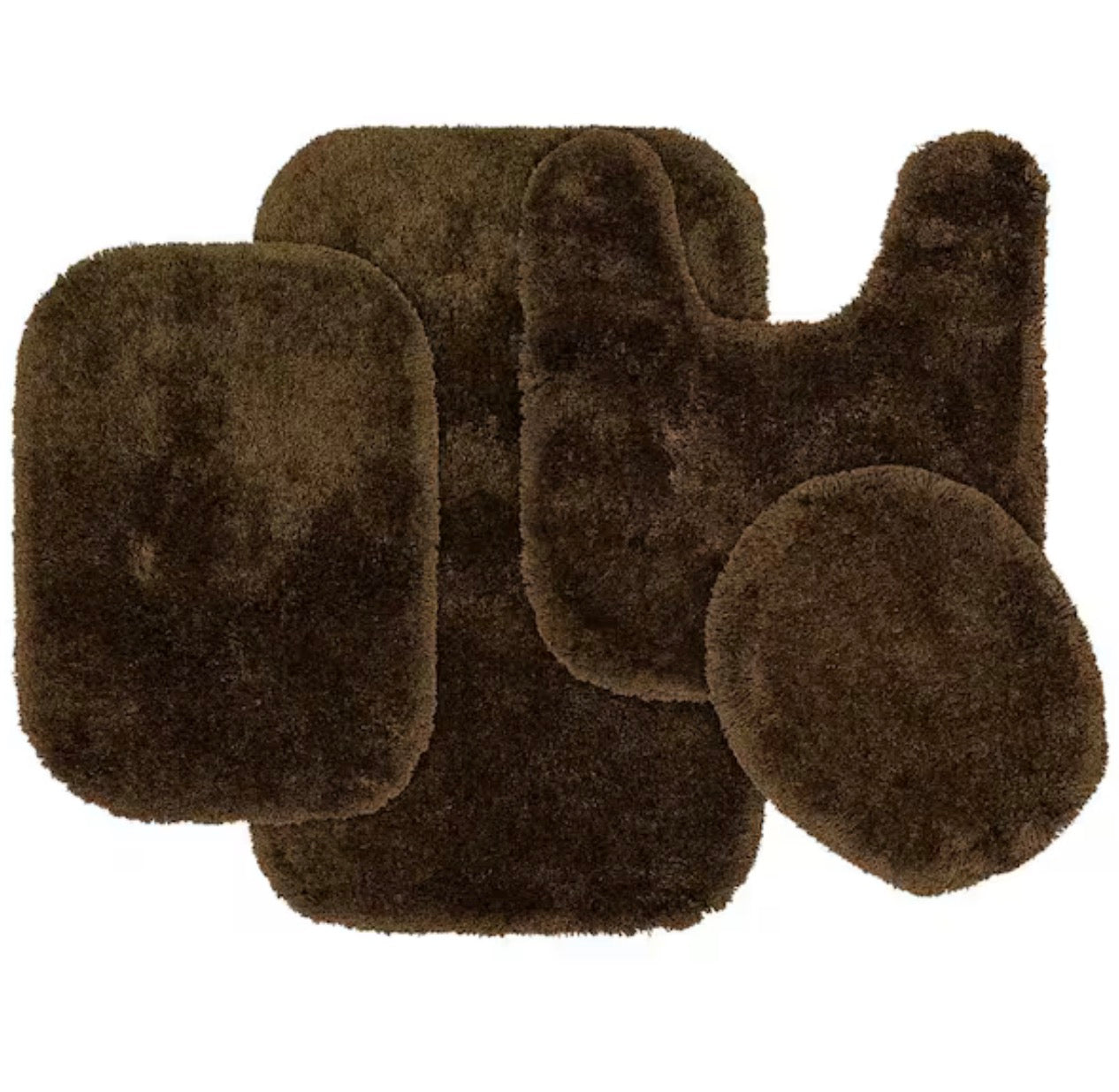 Garland Rug Prestige 4 Pieces Bath Set-Included(1 17”x24” Bath Rug,1 Standard Lid Cover,1 21”x24”Contour Bath Rug,1 21”x34” Bath Rug)-Mocha