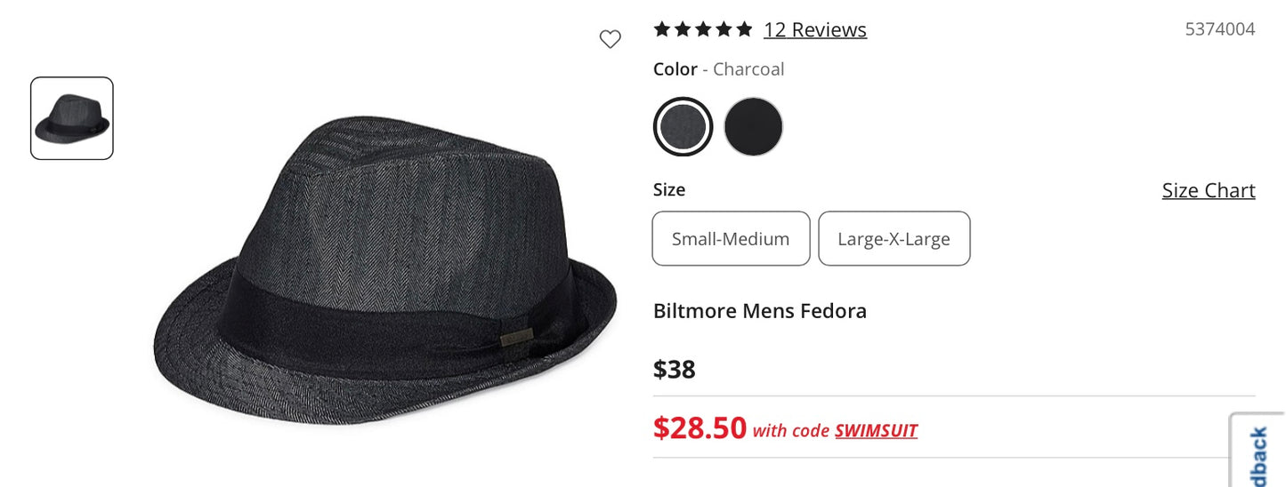 Billmore mens fedora - (medium)