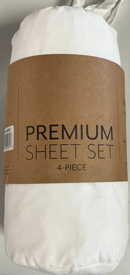 Casual Comfort™ Premium Ultra Soft Microfiber Wrinkle Free 4 Piece Sheet Set Twin-Included( 2 Pillowcases, 1 Fitted Sheet and 1 Flat Sheet)-White