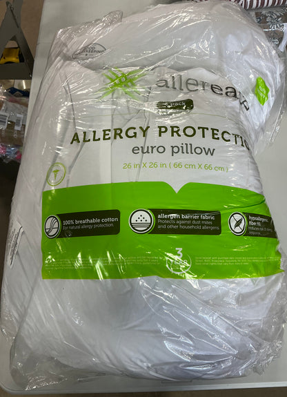 Allerease Solid Euro Pillow Insert 2 Pack 26”x26”-White