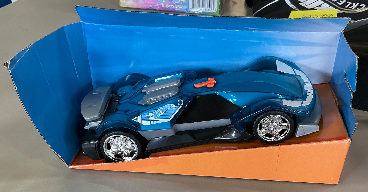 Hot Wheels color crashers cyber speeder vehicle 10” blue motorized toy car