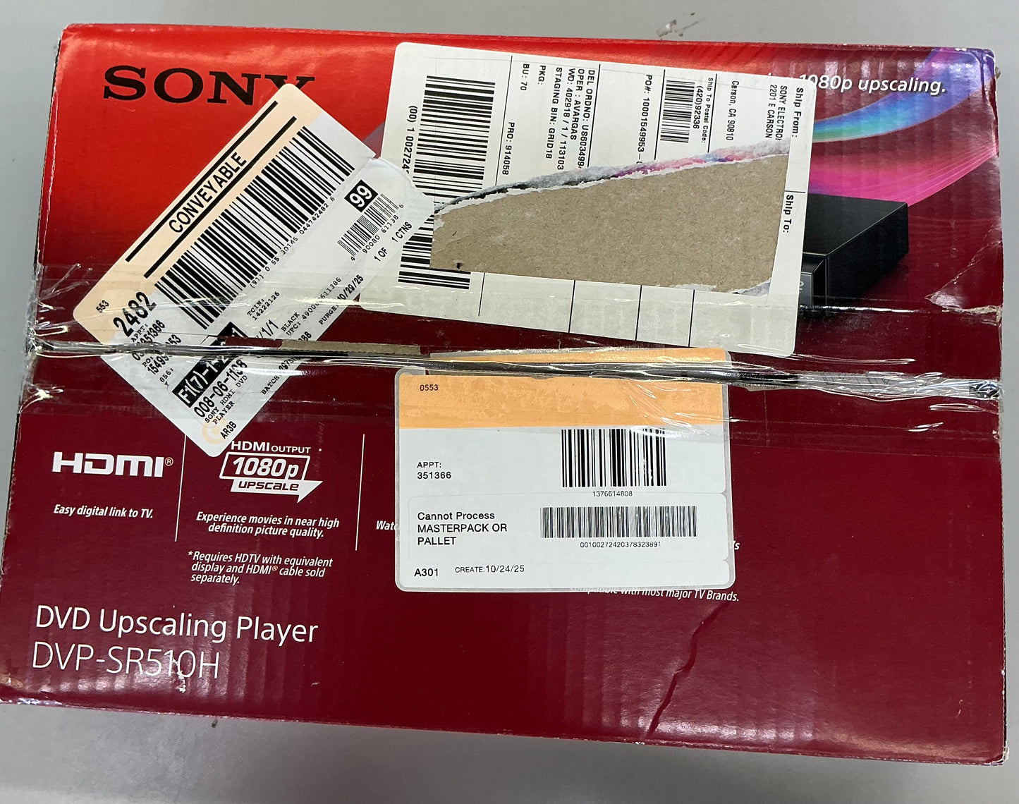Sony 1080p upscaling DVD player - open box - product is new