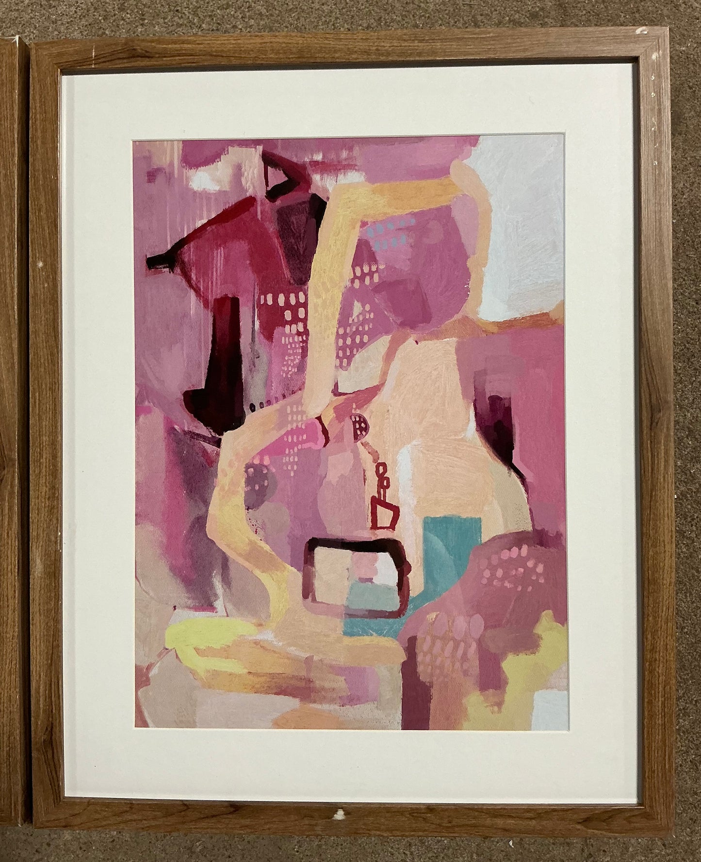 Abstract wall art set of 2 - 16x20” painterly collage - AS IS - SOME COSMETIC FLAWS - PICK UP ONLY