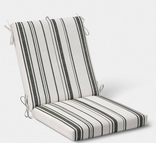 21”x43” woven stripe chair cushion Black/Ivory - SOME COSMETIC FLAWS - PICK UP ONLY