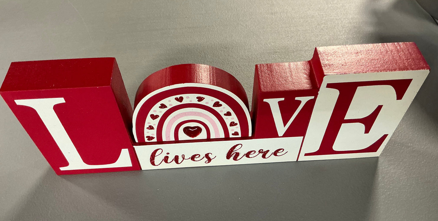Glitzhome® 11.75" Valentine's Wooden LOVE Table Décor