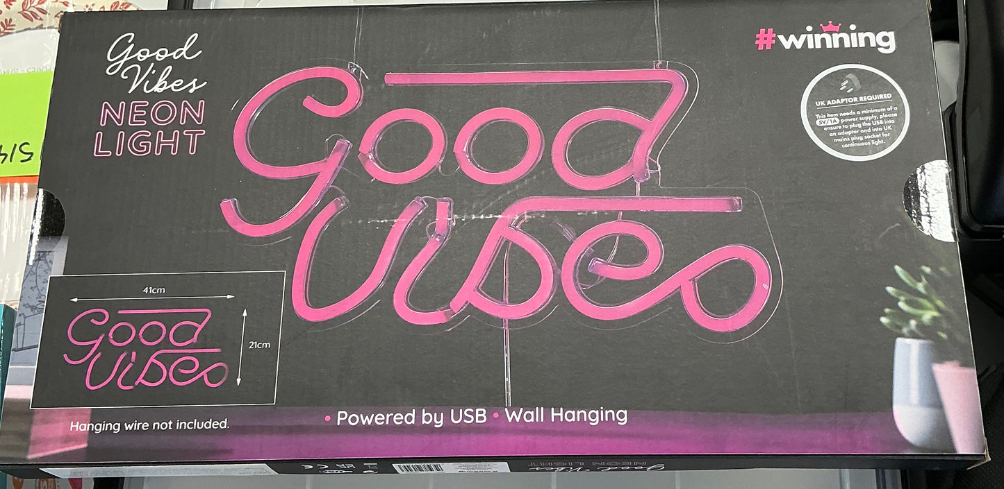 Good vibes neon light wall hanging
