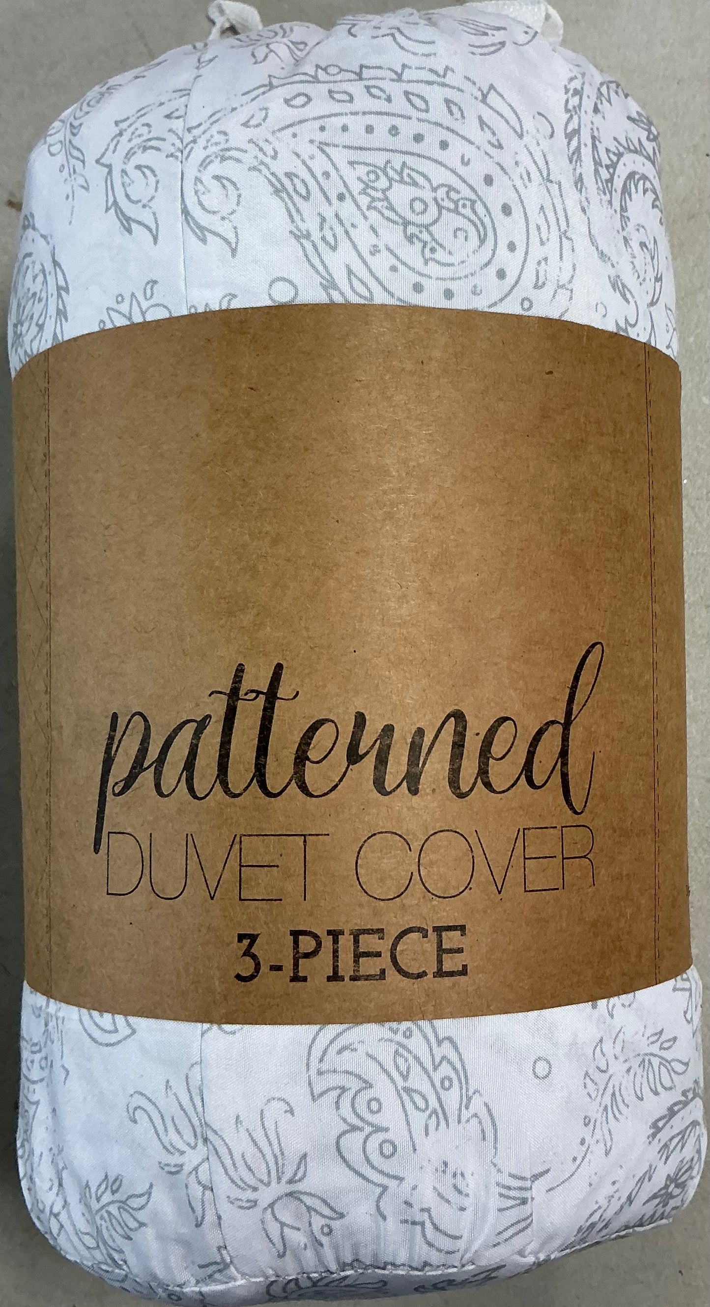 Casual Comfort Premium Ultra Soft 3 Pieces Coarse Paisley Print Duvet Cover Set Full/Queen-Light Gray